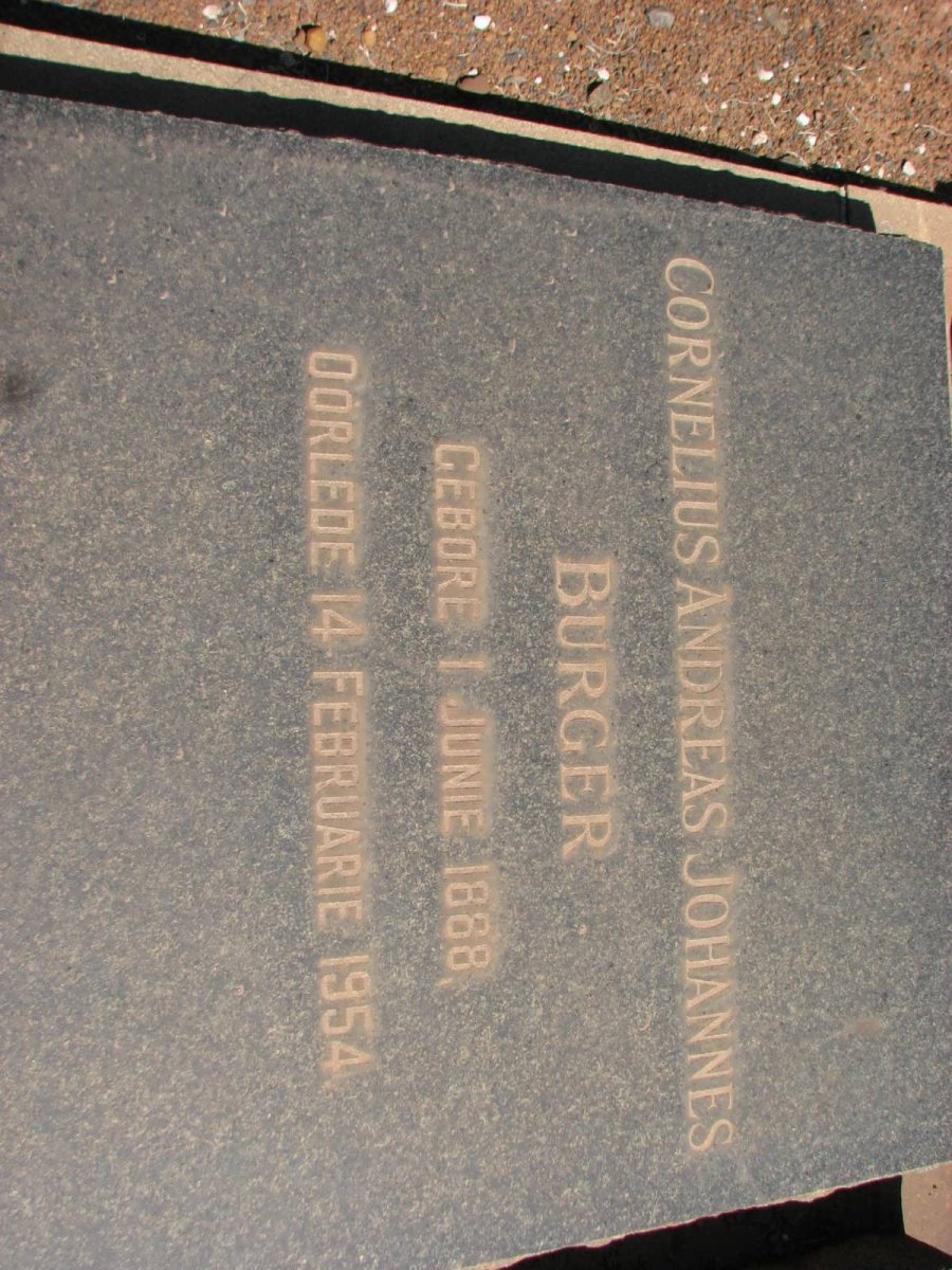 BURGER Cornelius Andreas Johannes 1888-1964