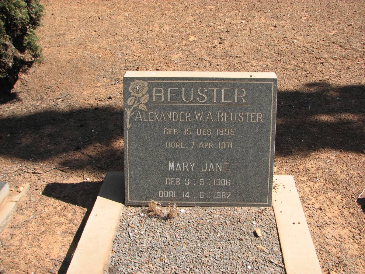 BEUSTER Alexander W.A. 1895-1971 &amp; Mary Jane 1906-1982