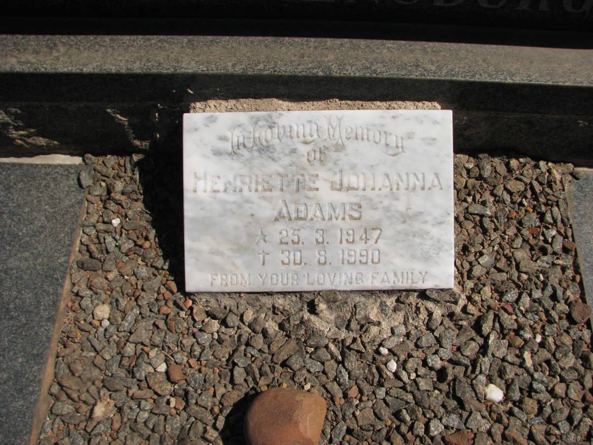 BANK Christina Johanna, van der formerly J. VAN RENSBURG nee DAVEL 1904-1972 :: ADAMS Henriette Johanna 1947-1990 #2