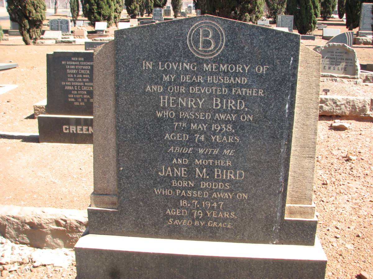 BIRD Henry -1938 &amp; Jane M. DODDS -1947