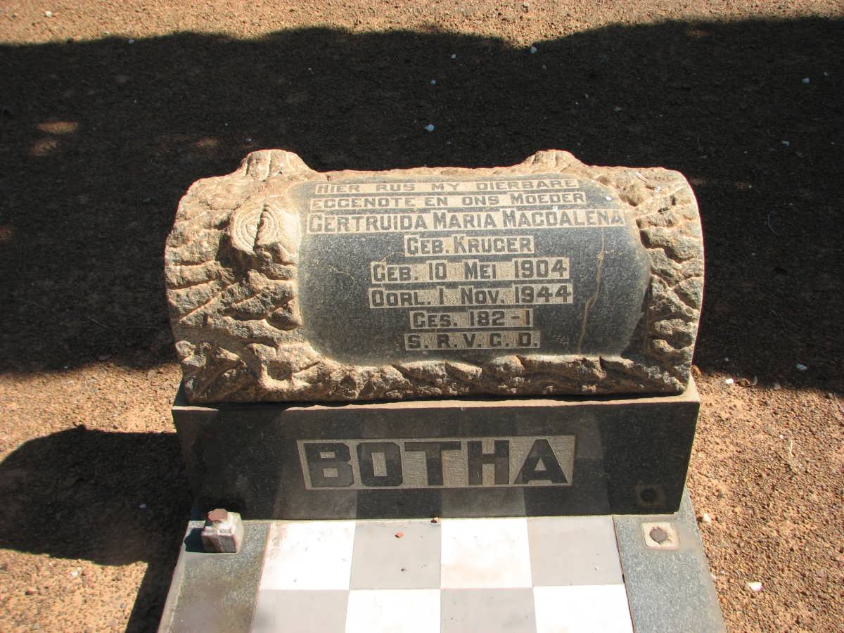 BOTHA Gertruida Maria Magdalena nee KRUGER 1904-1944