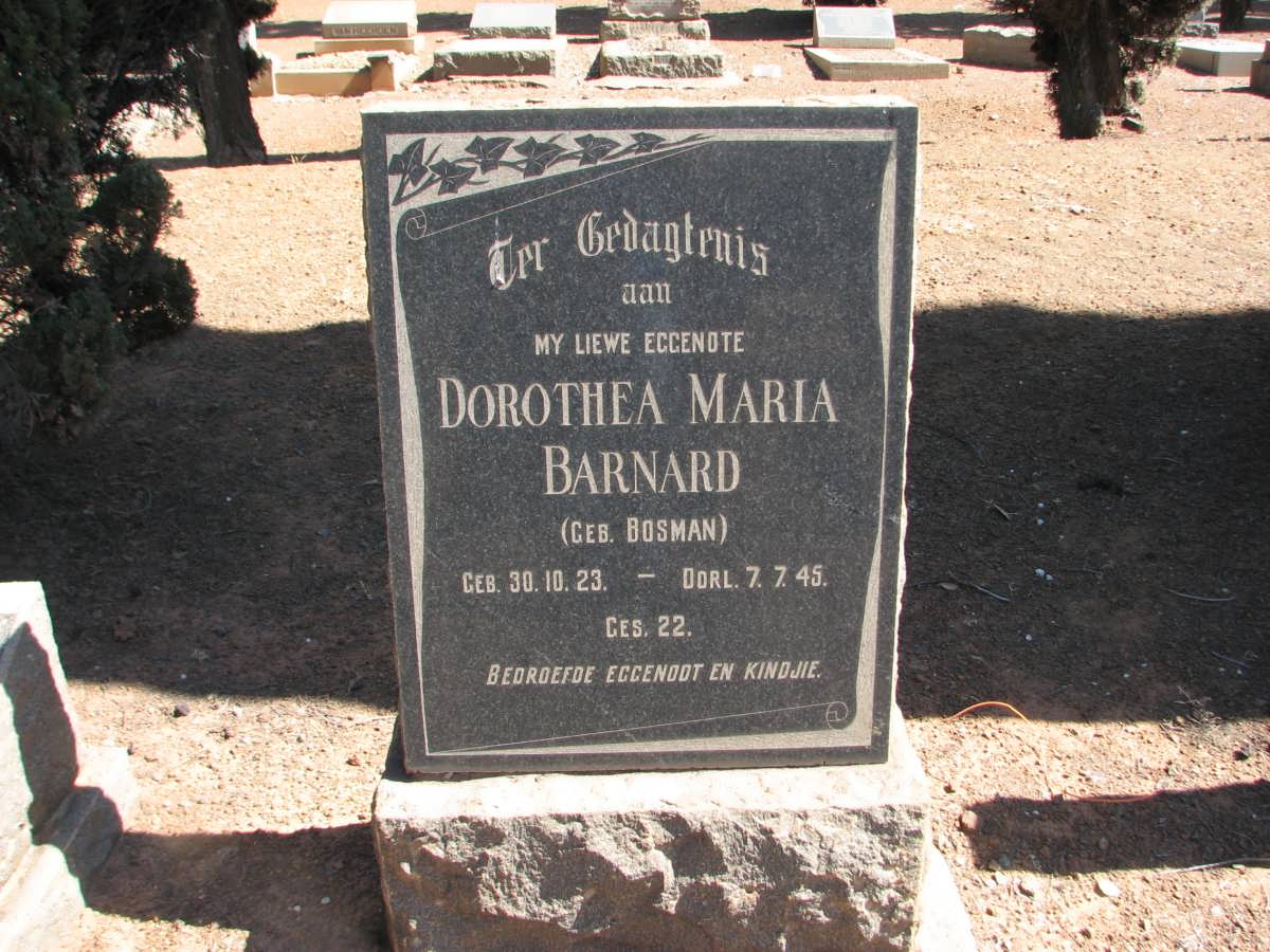 BARNARD Dorothea Maria nee BOSMAN 1923-1945