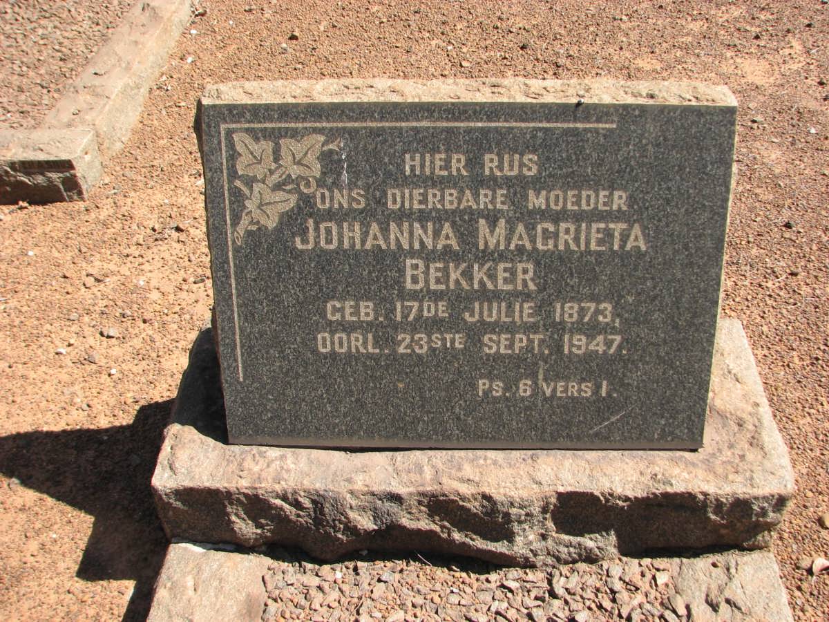BEKKER Johanna Magrieta 1873-1947