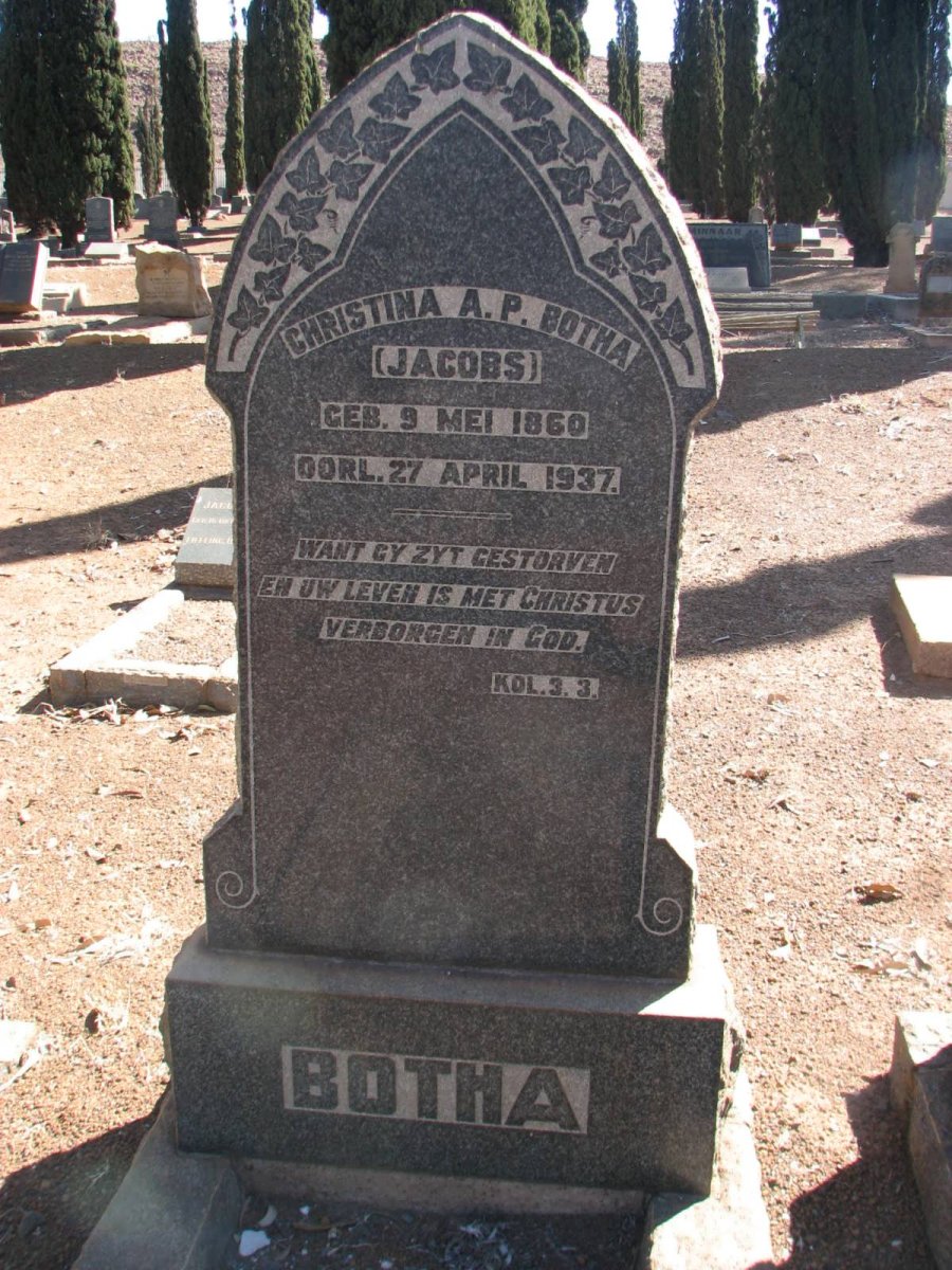 BOTHA Christina A.P. nee JACOBS 1860-1937