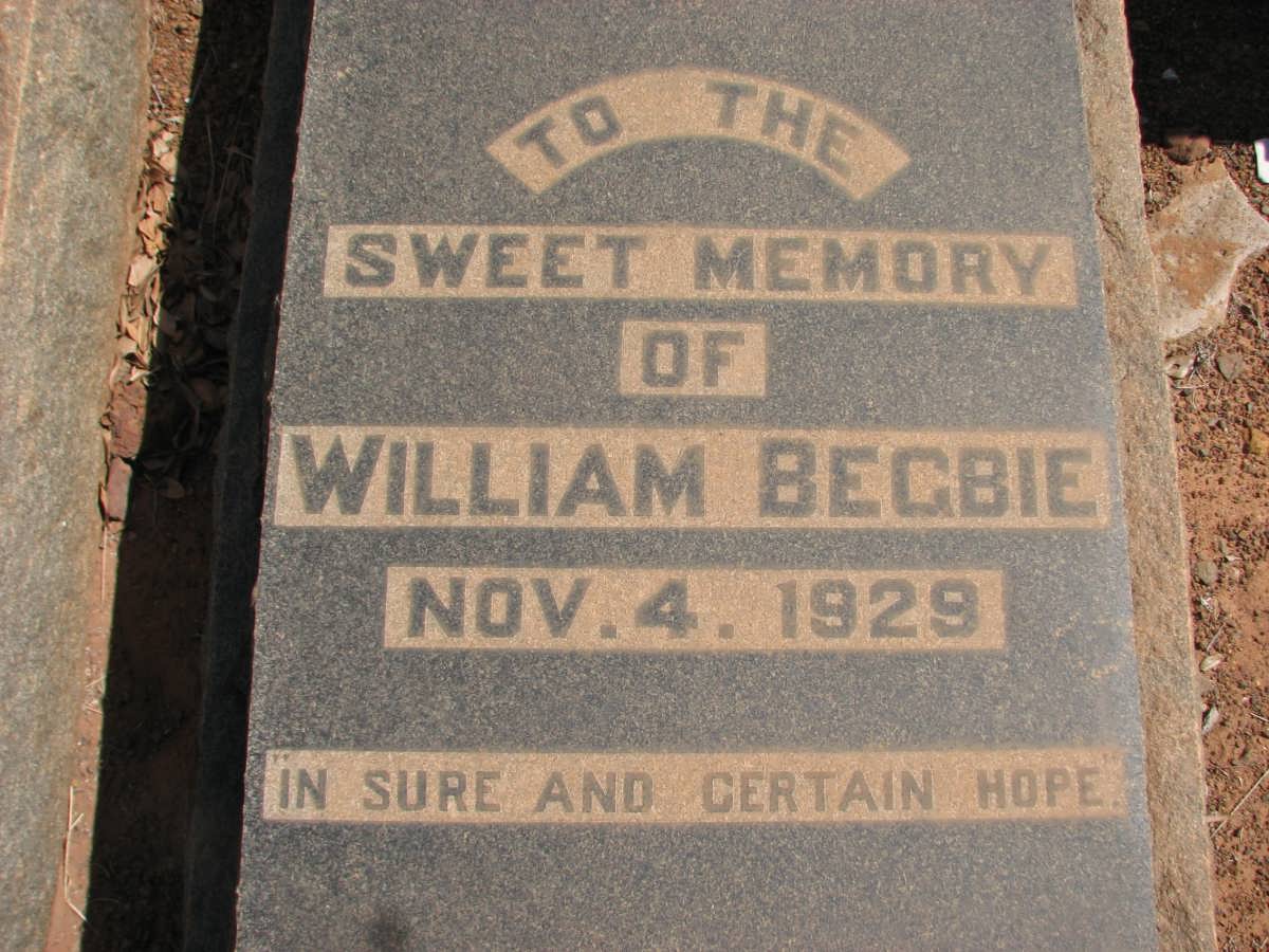 BEGBIE William -1929