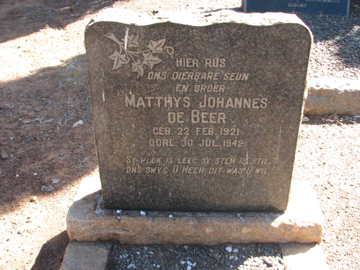 BEER Matthys Johannes, de 1921-1942
