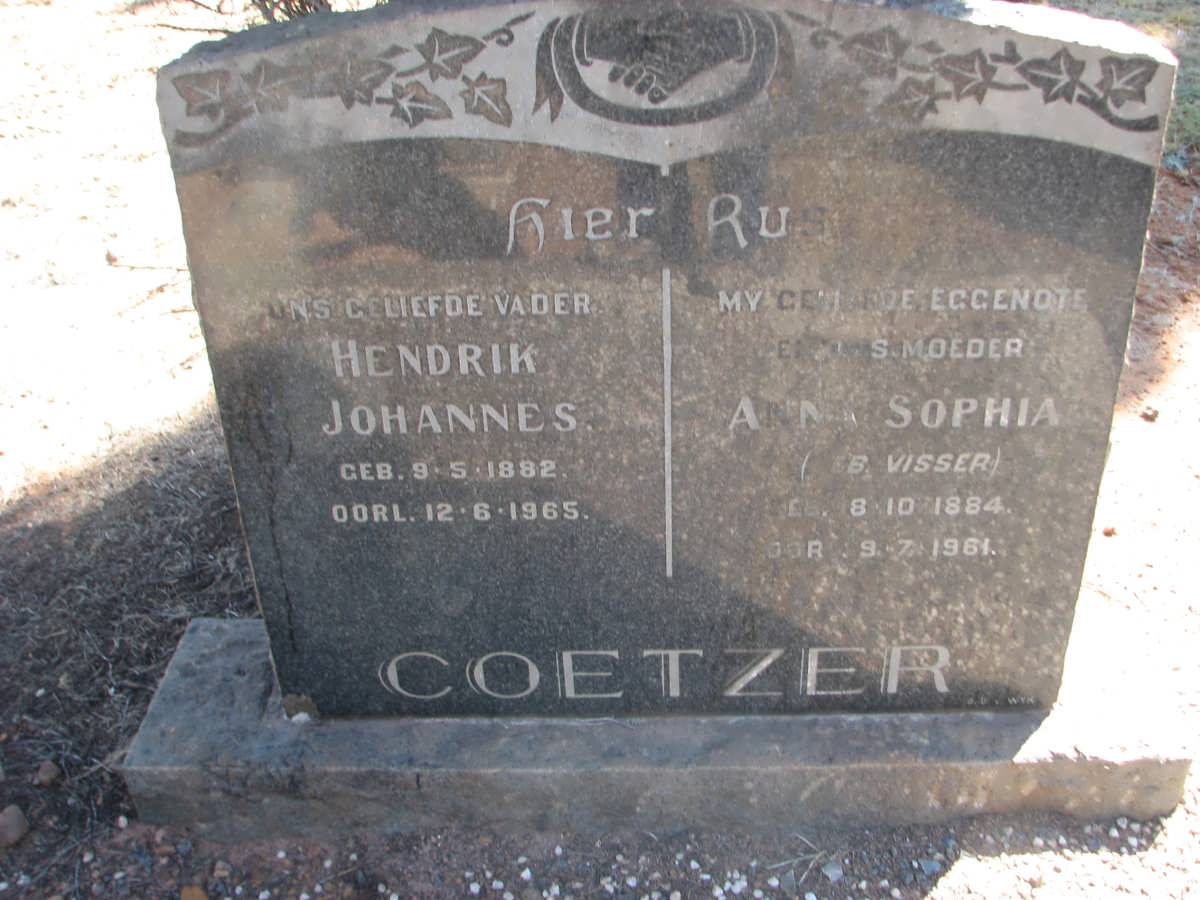 COETZER Hendrik Johannes 1882-1965 &amp; Anna Sophia VISSER 1884-1961
