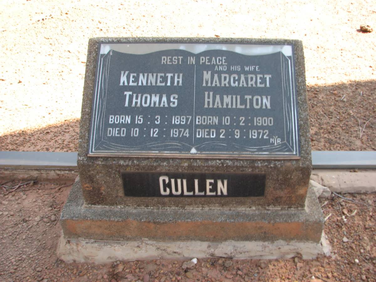CULLEN Kenneth Thomas 1897-1974 &amp; Margaret Hamilton 1900-1972