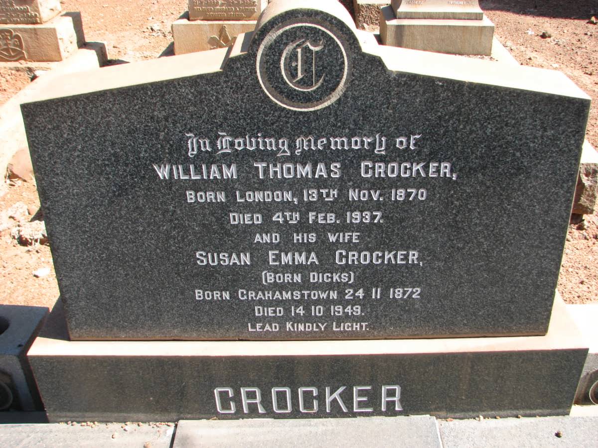 CROCKER William Thomas 1870-1937 &amp; Susan Emma DICKS 1872-1949