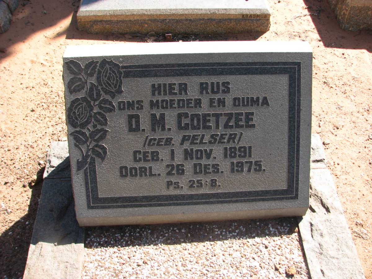 COETZEE D.M. nee PELSER 1891-1975