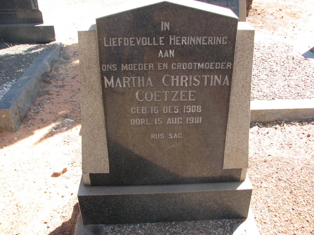 COETZEE Martha Christina 1908-1981