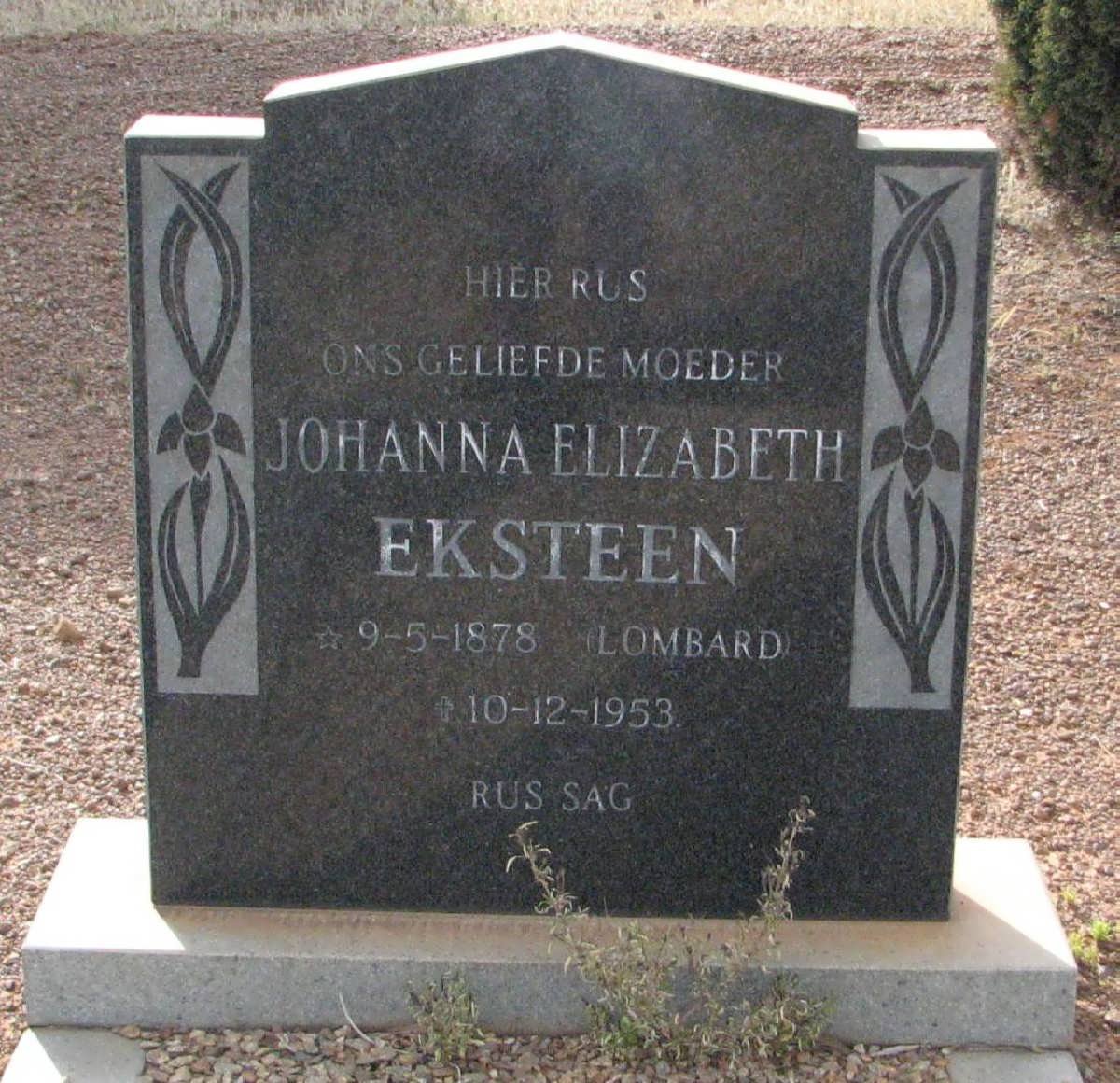 EKSTEEN Johanna Elizabeth nee LOMBARD 1878-1953
