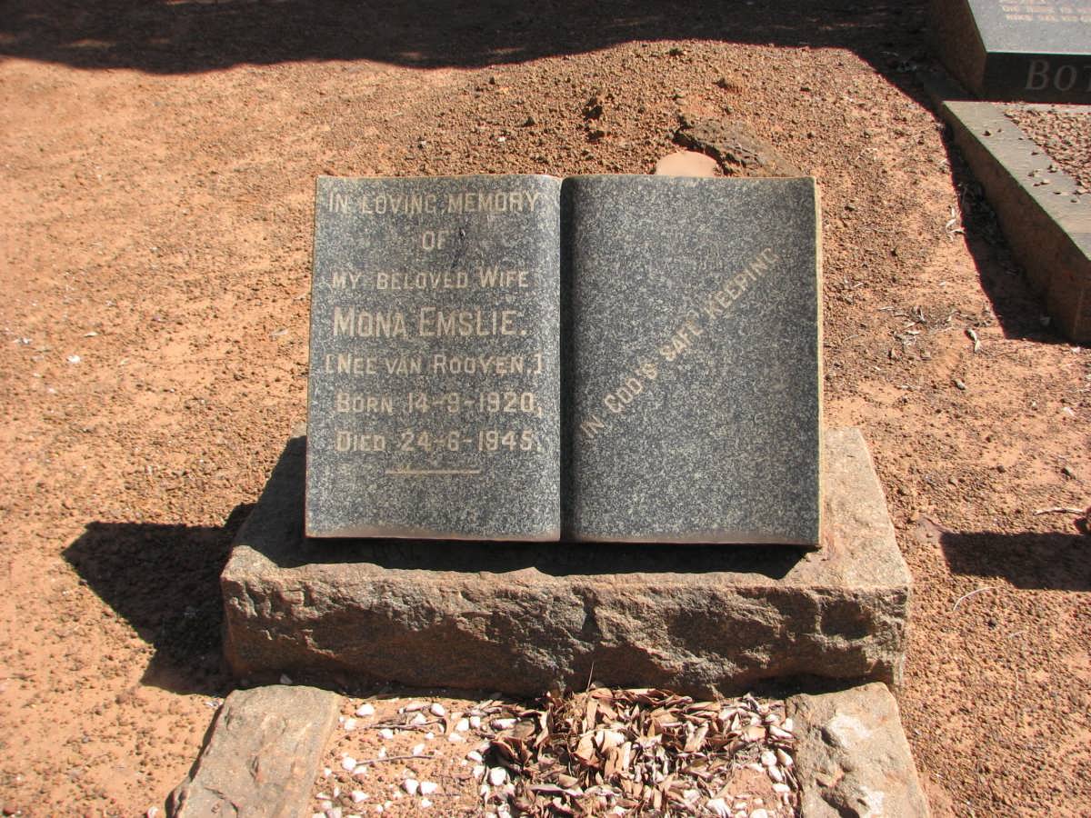 EMSLIE Mona nee VAN ROOYEN 1920-1945