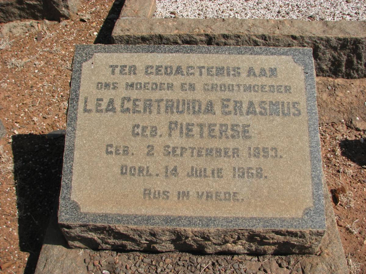 ERASMUS Lea Gertruida nee PIETERSE 1853-1968
