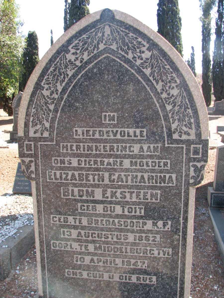EKSTEEN Elizabeth Catharina Blom nee DU TOIT 1862-1947