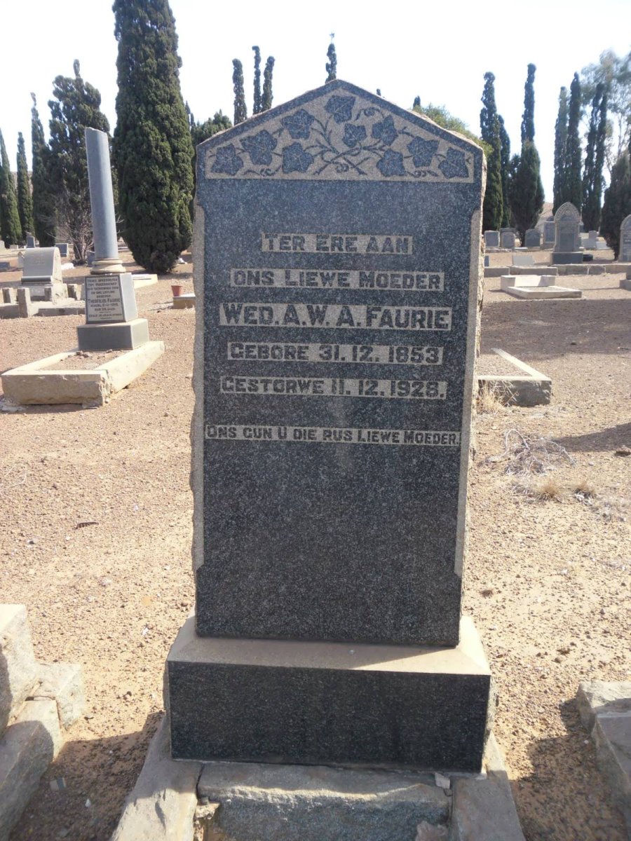 FAURIE A.W.A. 1853-1928