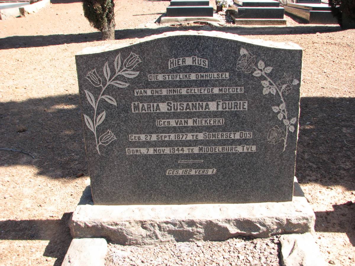 FOURIE Maria Susanna nee VAN NIEKERK 1877-1944