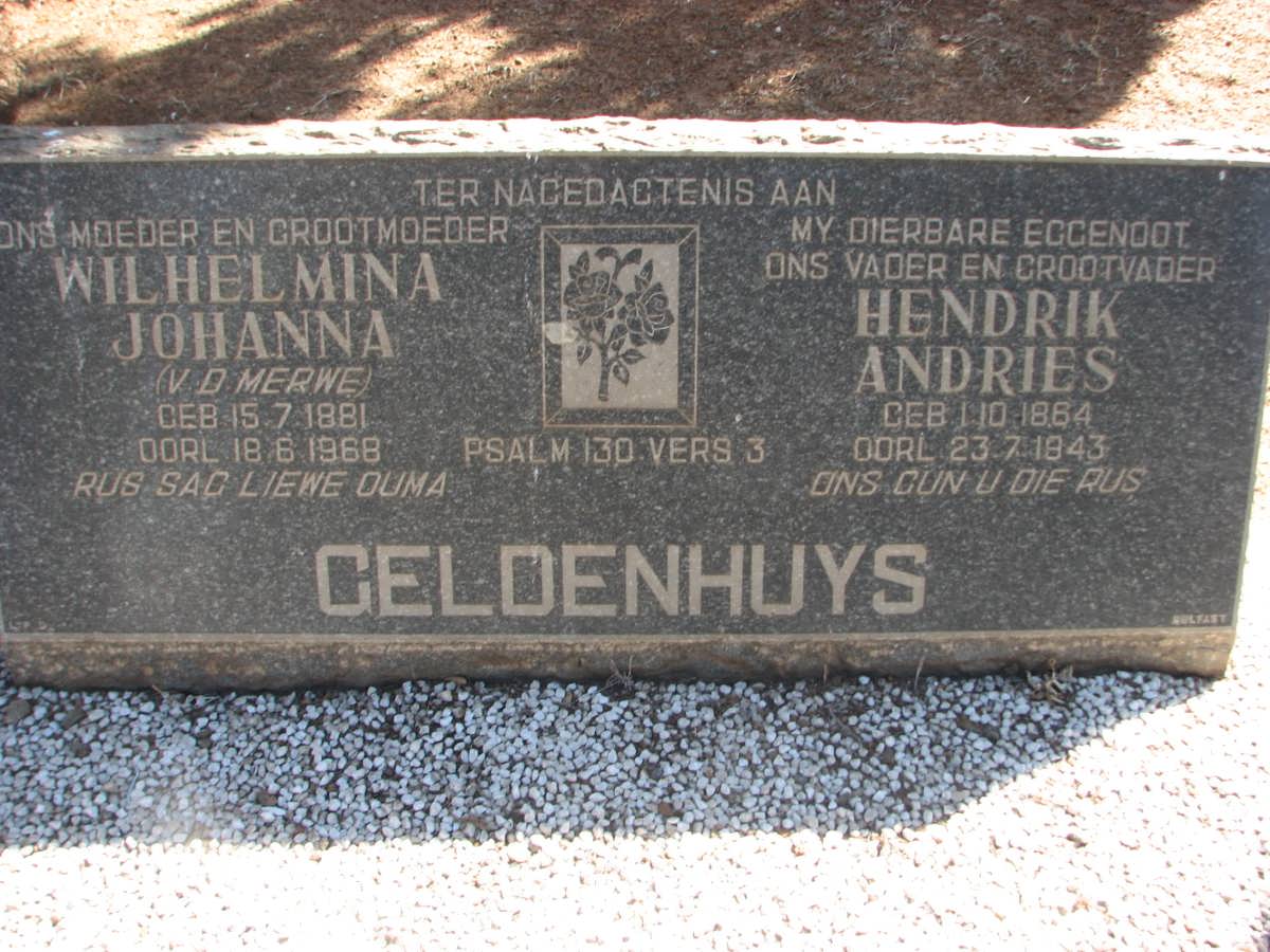 GELDENHUYS Hendrik Andries 1864-1943 &amp; Wilhelmina Johanna V.D. MERWE 1881-1968