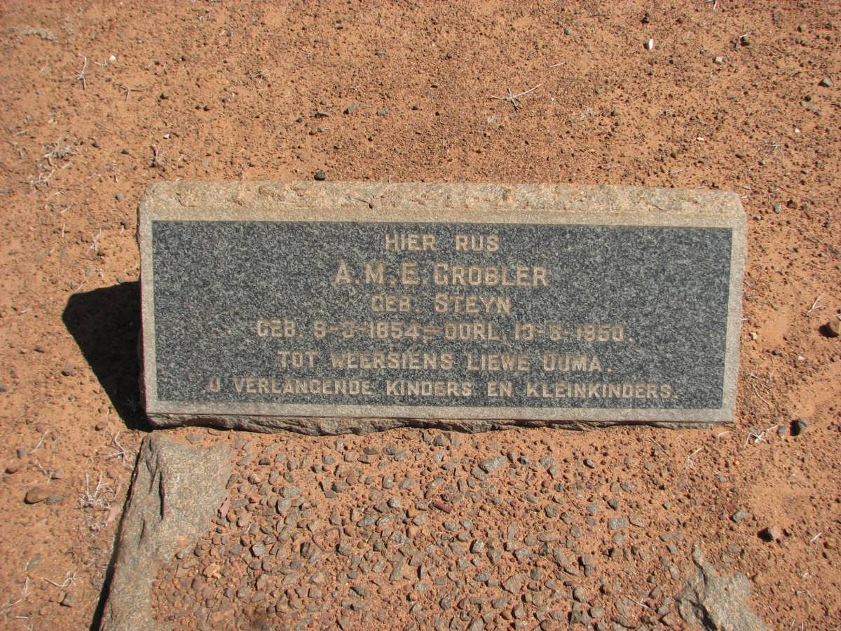 GROBLER A.M.E. nee STEYN 1854-1950