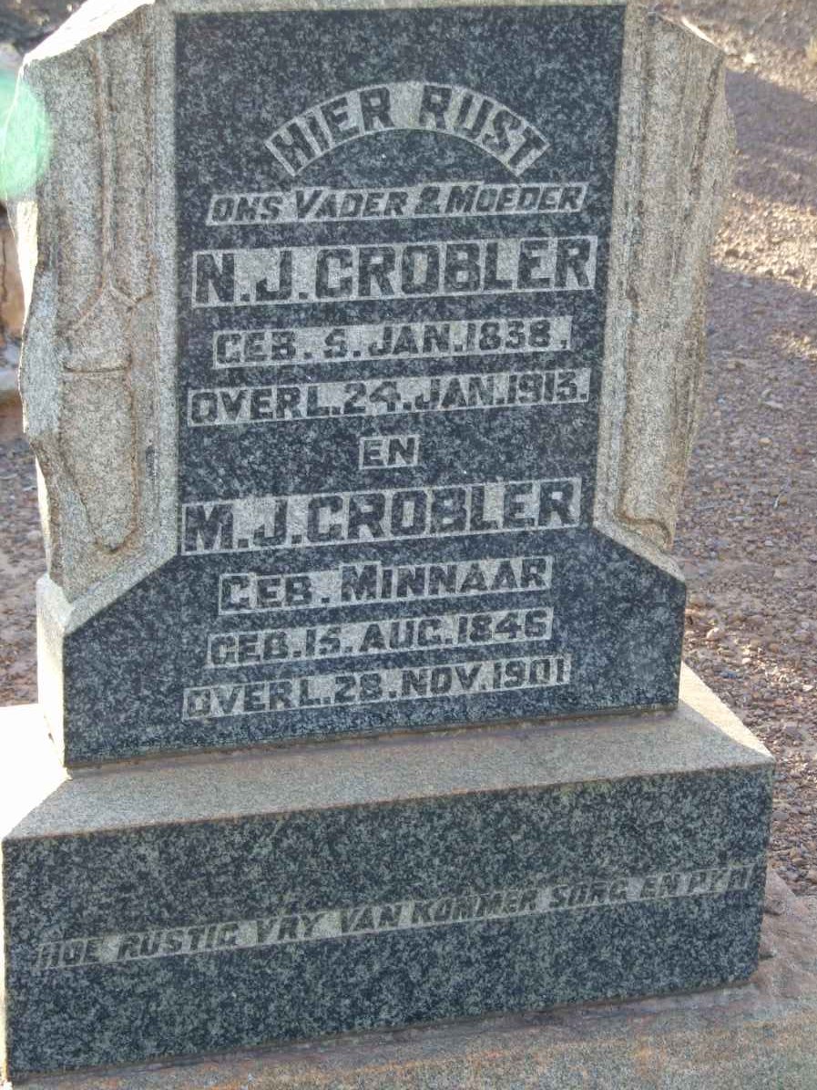 GROBLER N.J. 1838-1913 &amp; M.J. MINNAAR 1846-1901