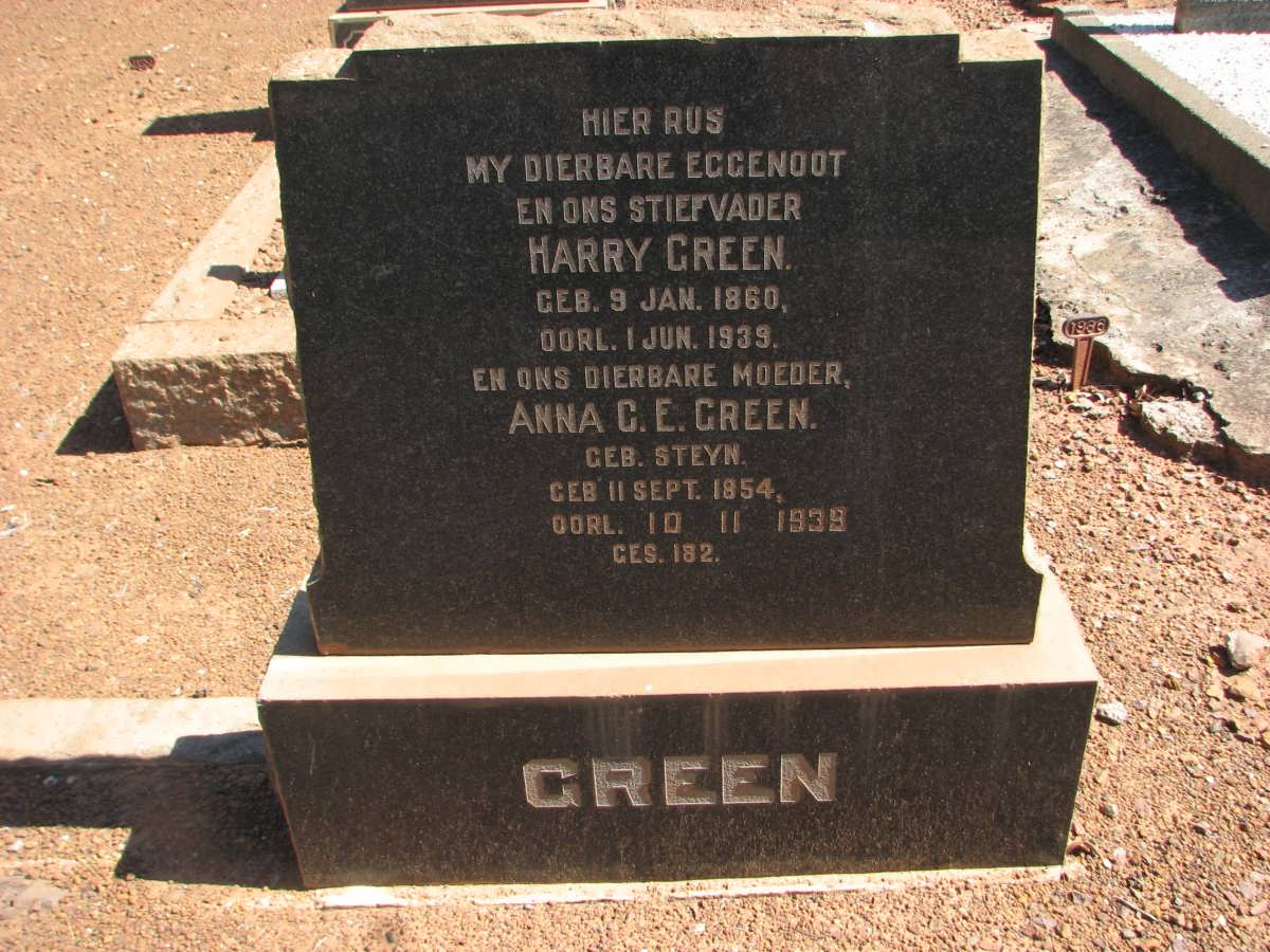 GREEN Harry 1860-1939 &amp; Anna C.E. STEYN 1854-1939