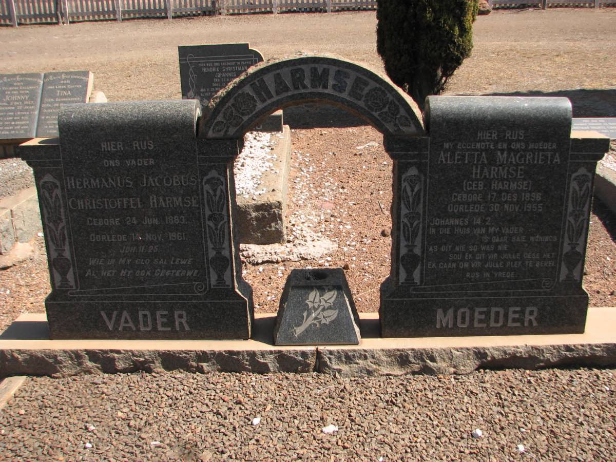 HARMSE Hermanus Jacobus Christoffel 1883-1961 &amp; Aletta Magrieta HARMSE 1896-1955