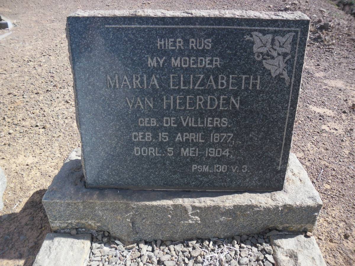 HEERDEN Maria Elizabeth, van nee DE VILLIERS 1877-1904