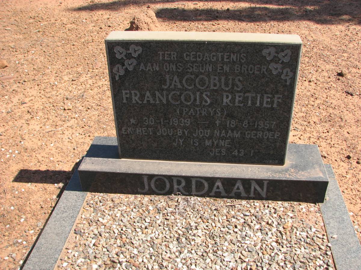 JORDAAN Jacobus Francois Retief 1939-1957