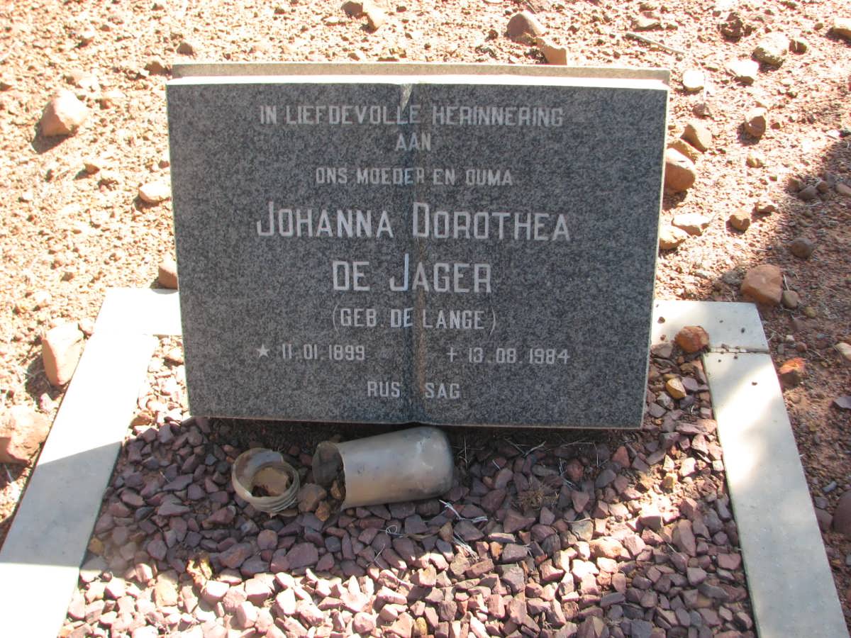 JAGER Johanna Dorothea, de nee DE LANGE 1899-1984