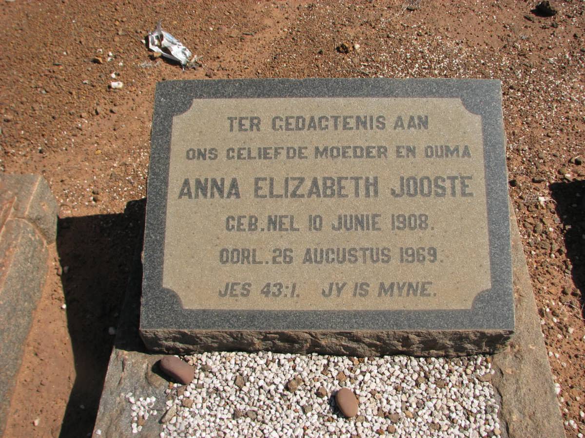 JOOSTE Anna Elizabeth nee NEL 1908-1969