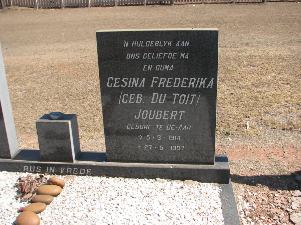 JOUBERT Pierre Jozua Ernst 1910-1996 & Gesina Frederika nee DU TOIT 1914-1997 #2