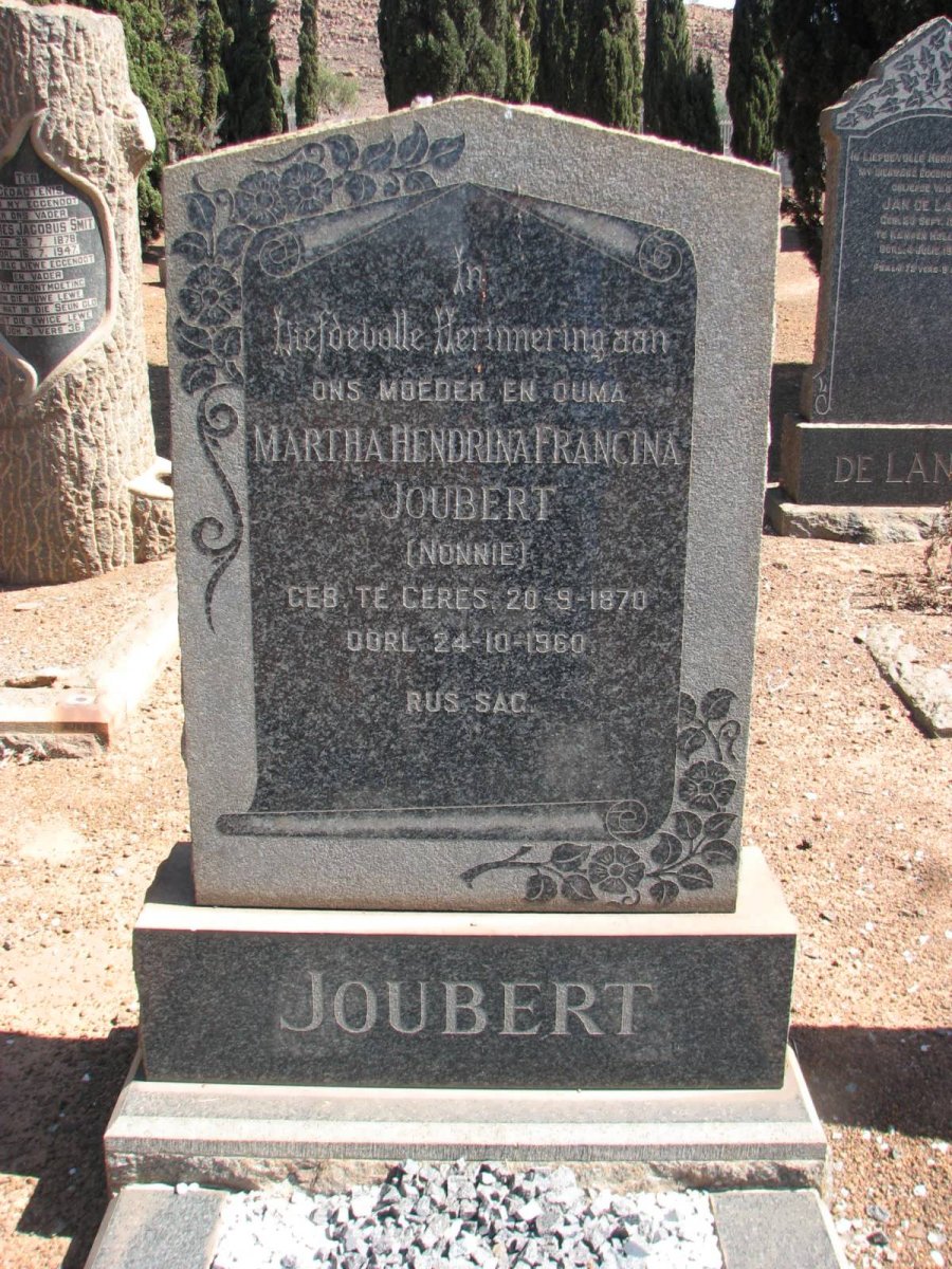 JOUBERT Martha Hendrina Francina 1870-1960