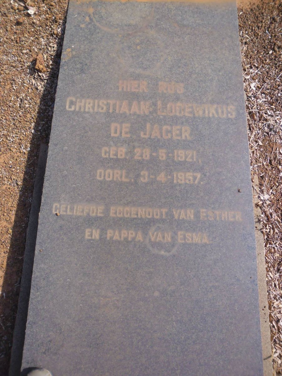 JAGER Christiaan Lodewikus, de 1921-1957