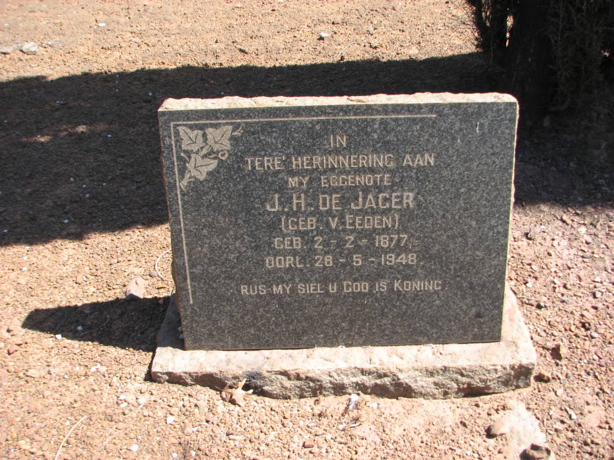 JAGER J.H., de nee V. EEDEN 1877-1948