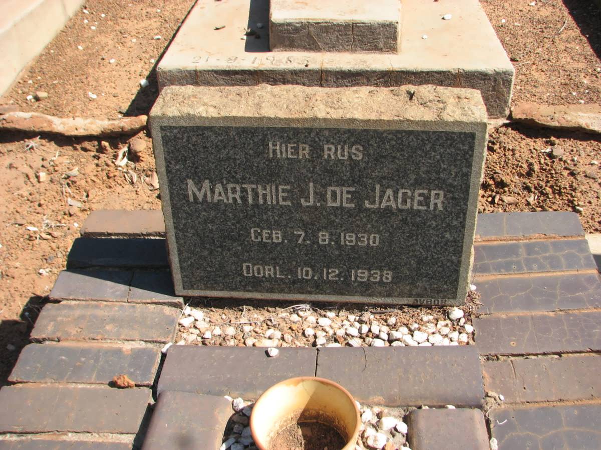 JAGER Marthie J., de 1930-1938