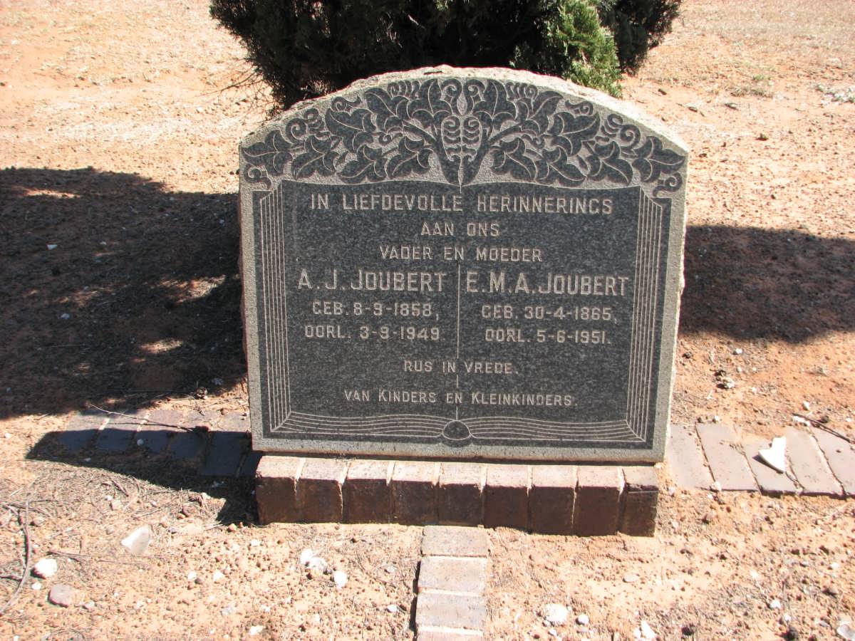JOUBERT A.J. 1858-1949 &amp; E.M.A. 1865-1951