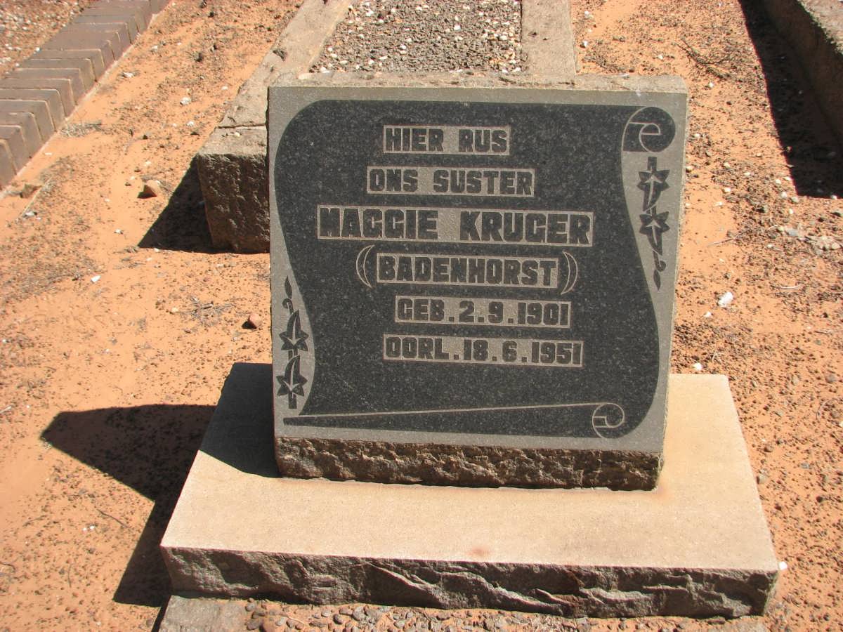 KRUGER Maggie nee BADENHORST 1901-1951