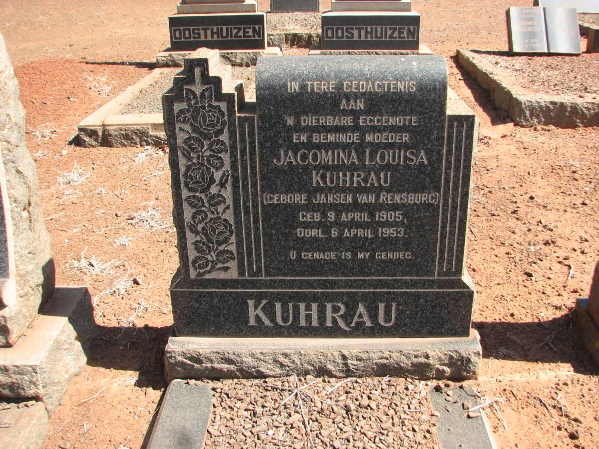 KUHRAU Jacomina Louisa nee JANSEN VAN RENSBURG 1905-1953