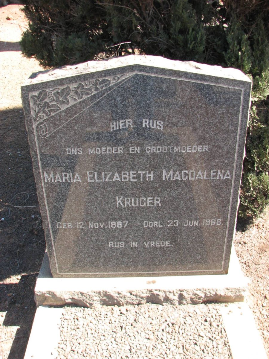 KRUGER Maria Elizabeth Magdalena 1887-1966