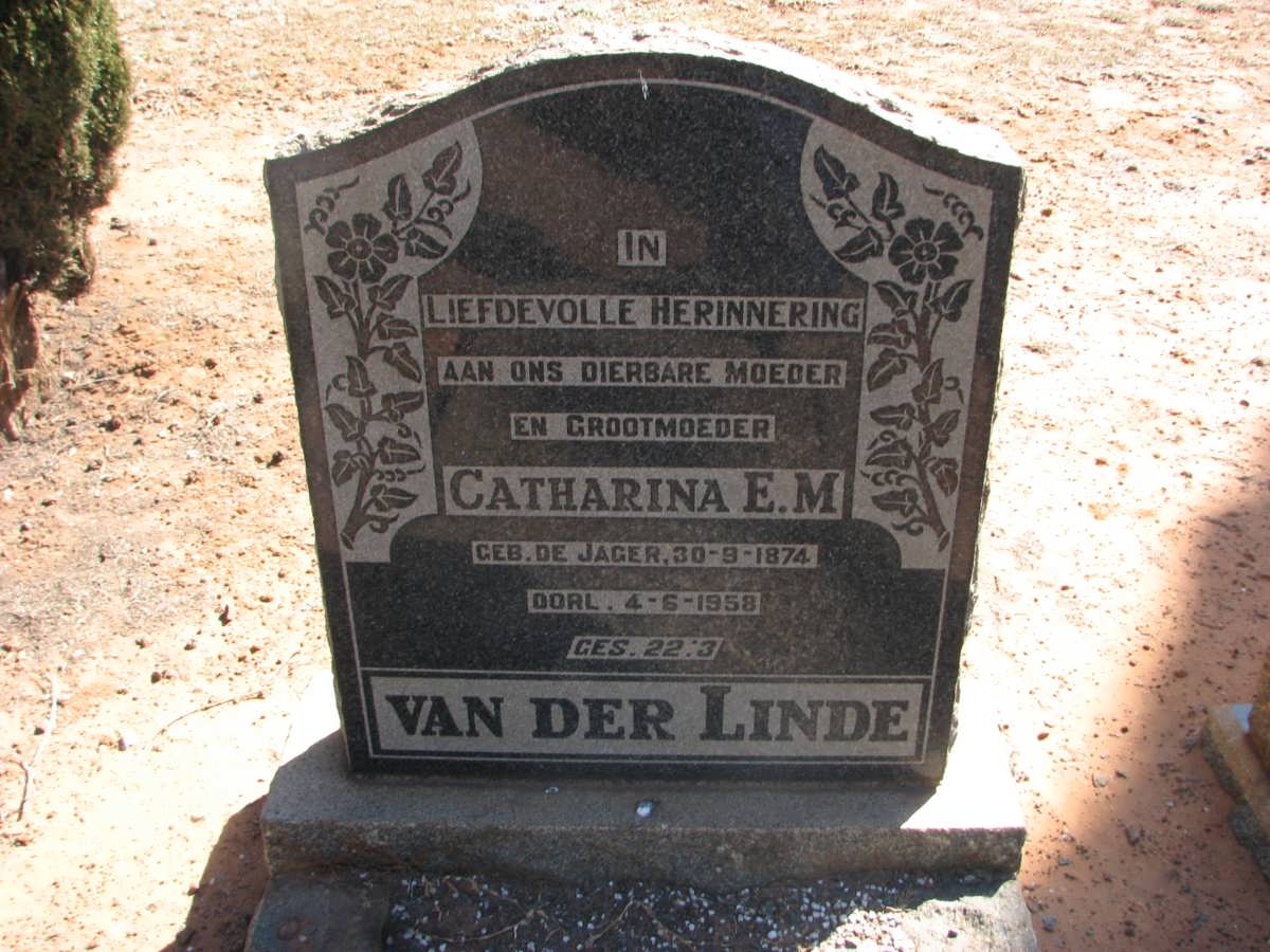 LINDE Catharina E.M., van der nee DE JAGER 1874-1958