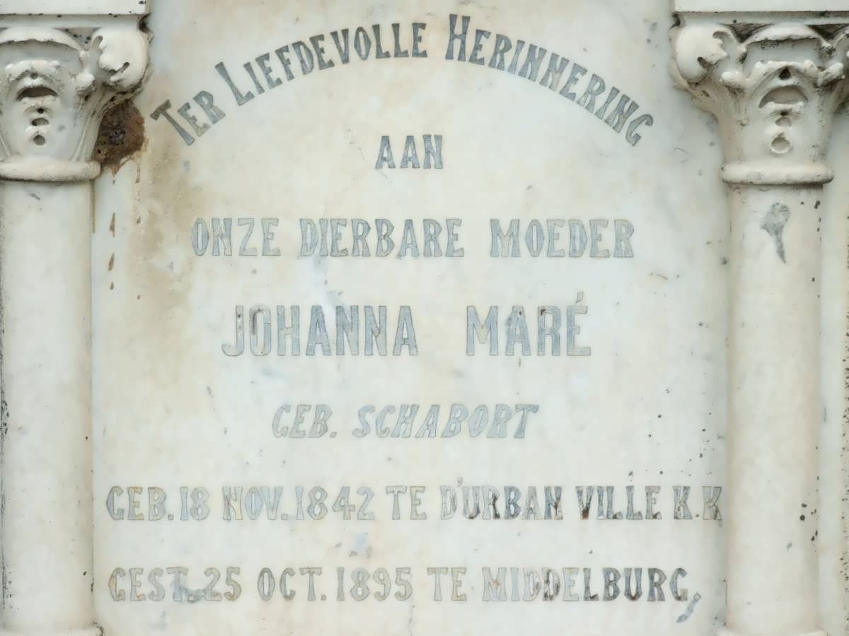 MARÉ Jacob Phillipus 1823-1900 & Johanna nee SCHABORT 1842-1895 #3