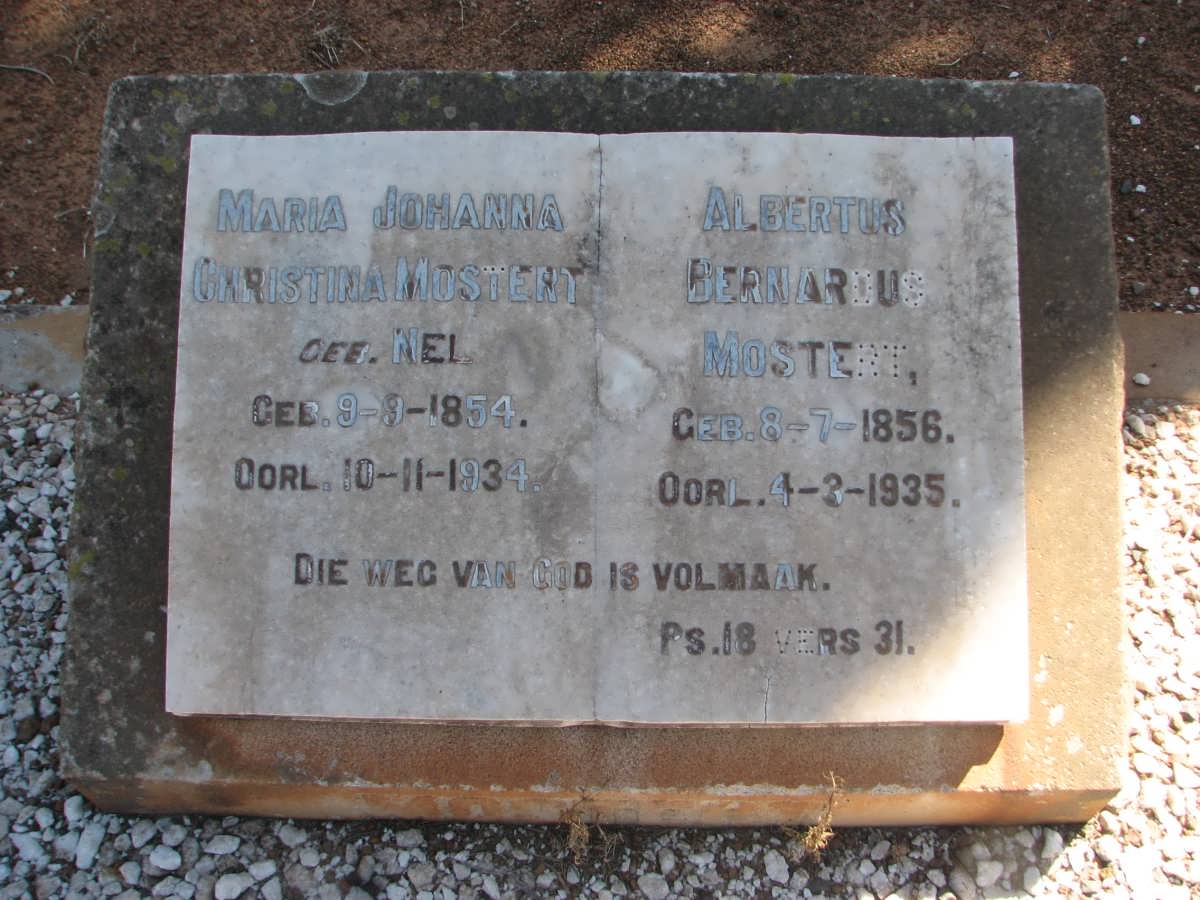 MOSTERT Albertus Bernardus 1856-1935 &amp; Maria Johanna Christina NEL 1854-1934