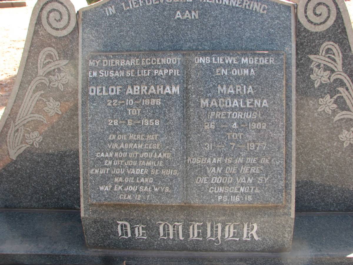 MEYER Oelof Abraham, de 1886-1958 &amp; Maria Magdalena PRETORIUS 1902-1977