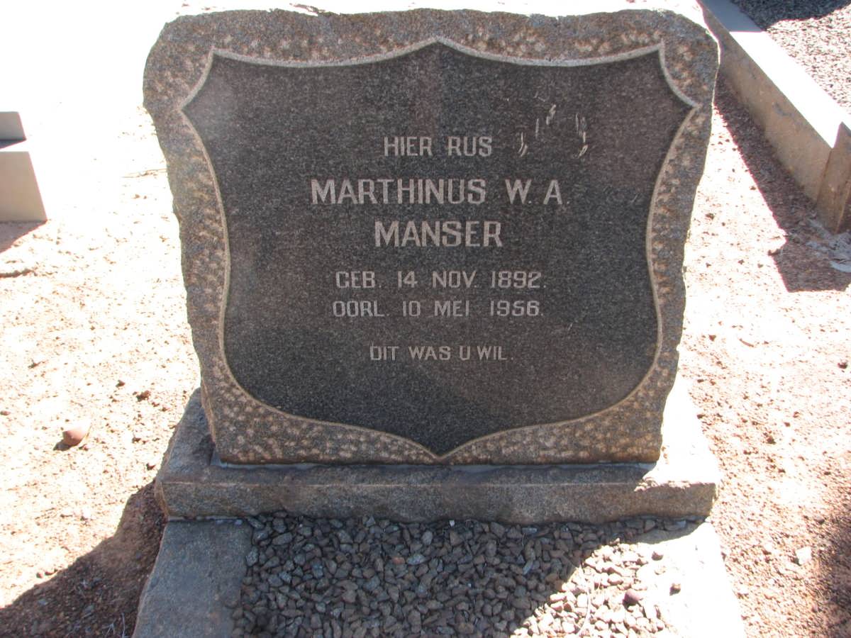 MANSER Marthinus W.A. 1892-1956