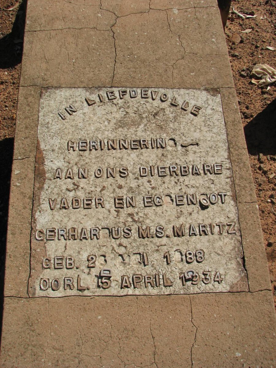 MARITZ Gerhardus M.S. 1888-1934