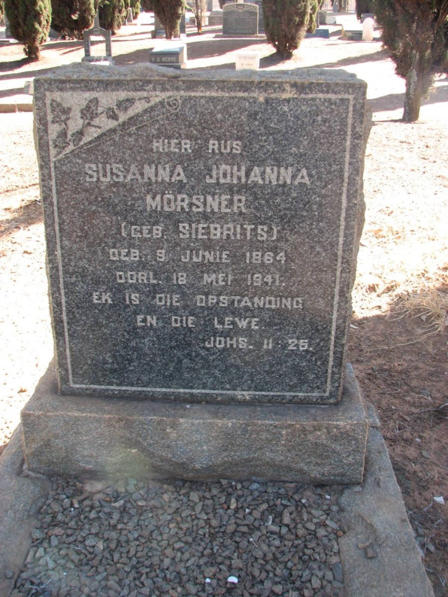 MÖRSNER Susanna Johanna nee SIEBRITS 1864-1941