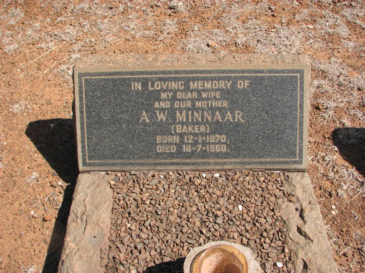 MINNAAR A.W. nee BAKER 1870-1950