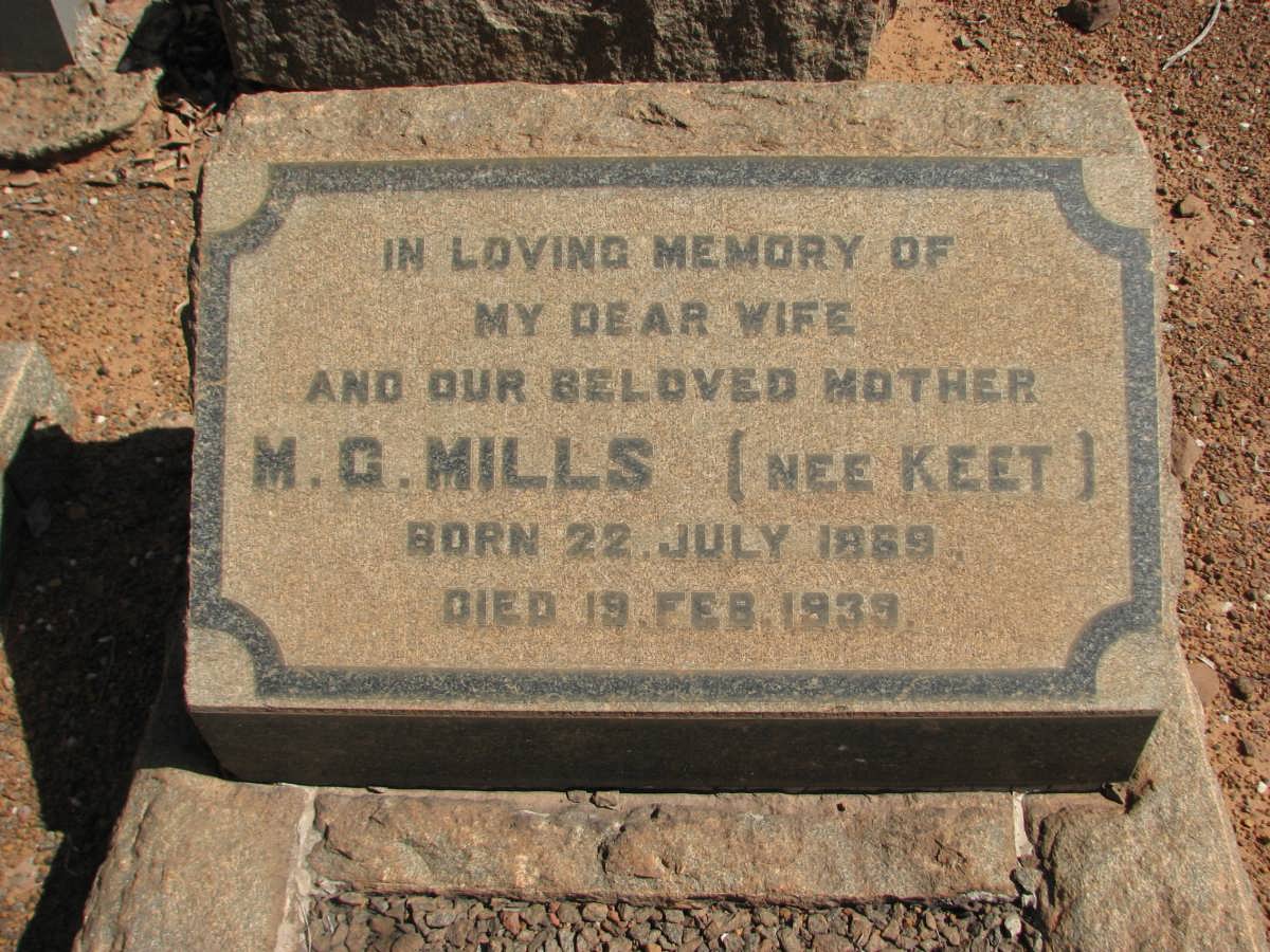 MILLS M.G. nee KEET 1869-1939