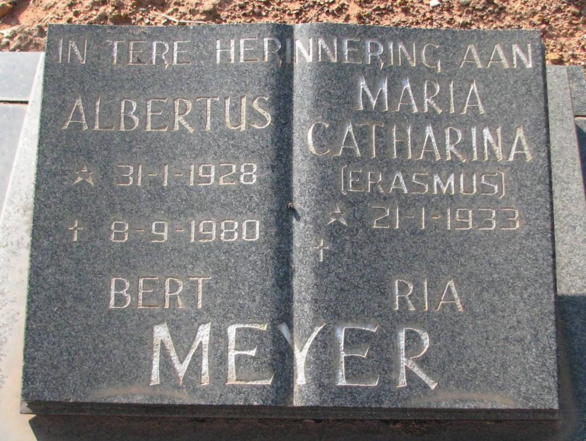 MEYER Albertus 1928-1980 &amp; Maria Catharina ERASMUS 1933-