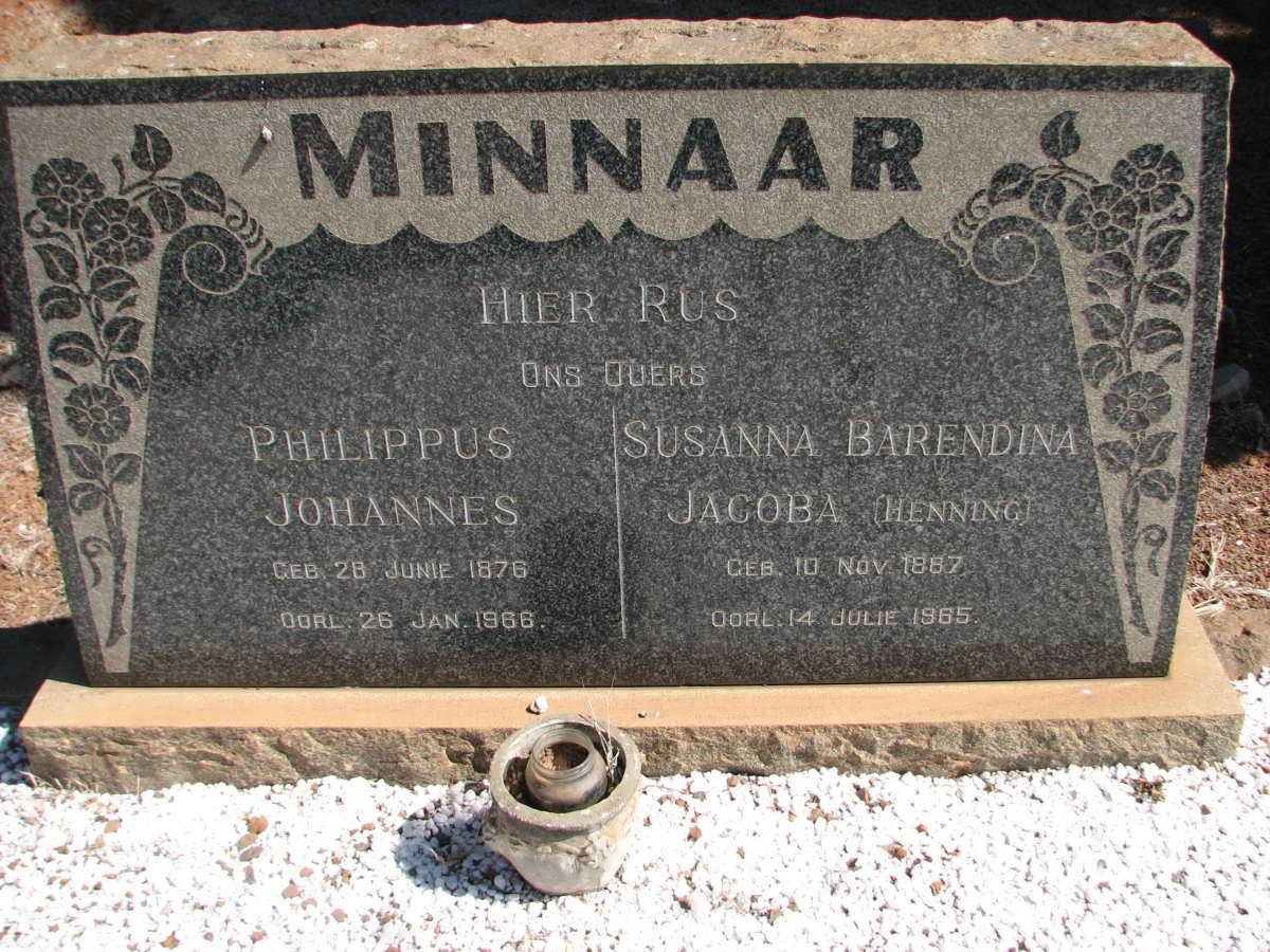 MINNAAR Philippus Johannes 1876-1966 &amp; Susanna Barendina Jacoba HENNING 1887-1965